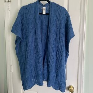 AERIE PONCHO BLANKET SWEATER :: ONE SIZE FITS ALL :: COBALT BLUE